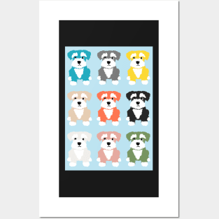 Rainbow of Miniature Schnauzer Dogs Posters and Art
